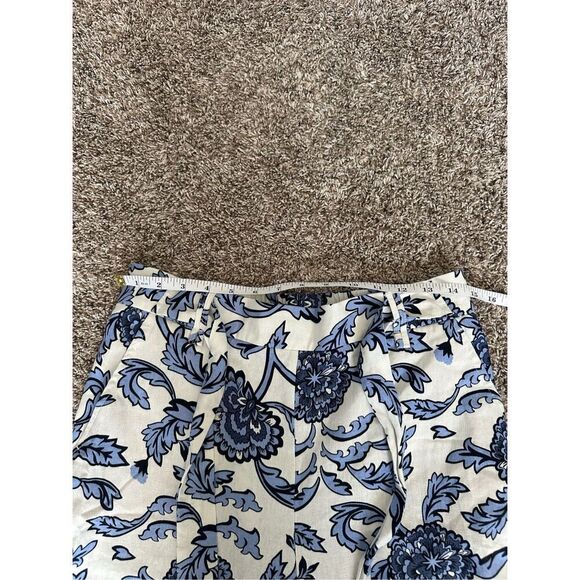 Joie Wide Leg Crop Floral Pants Women’s 8 Pockets Linen Blend Blue/White Summer - Picture 6 of 9